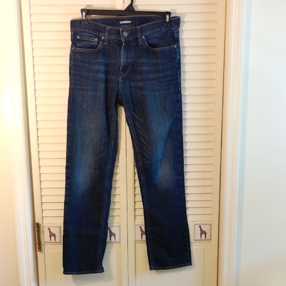 Express Men's Dark Blue Straight Jeans